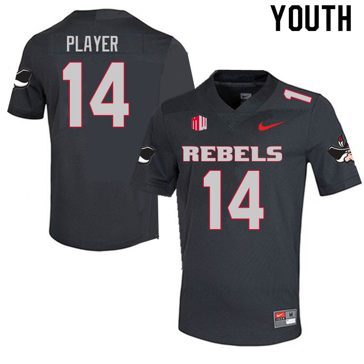 Youth #14 Tyson Player UNLV Rebels College Football Jerseys Sale-Charcoal - Click Image to Close